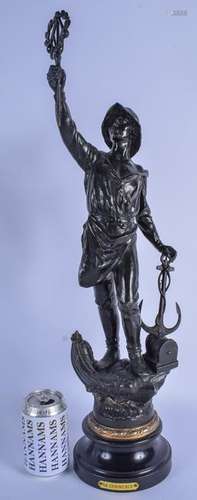 A LARGE ANTIQUE FRENCH SPELTER FIGURE Le Commerce.