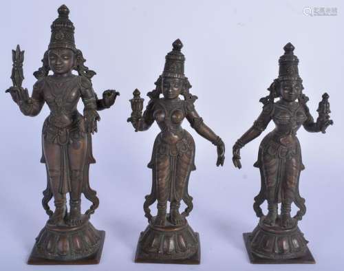 A SET OF THREE 19TH CENTURY INDIAN BRONZE BUDDHISTIC