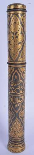 AN OTTOMAN GOLD INLAID IRON BOX AND COVER decorated