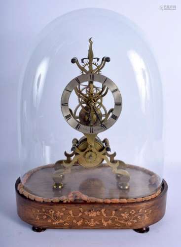 A VICTORIAN ROSEWOOD AND BRASS SKELETON CLOCK by George