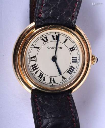 A BOXED 18CT GOLD FRENCH CARTIER LADIES CIRCULAR