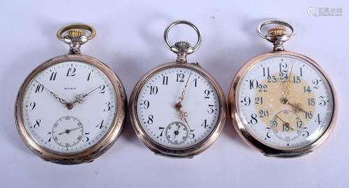 A SILVER LONGINES POCKET WATCH together with two