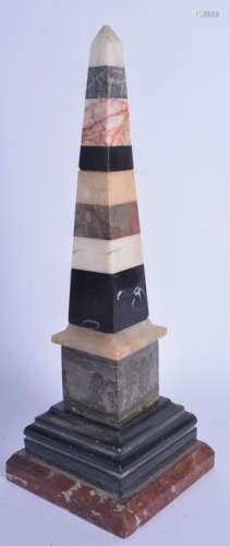 A 19TH CENTURY CONTINENTAL CARVED MARBLE OBELISK. 28 cm