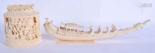 A 19TH CENTURY ANGLO INDIAN CARVED I BOAT together with