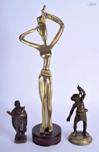 TWO ANTIQUE GRAND TOUR BRONZES together with a 1950s