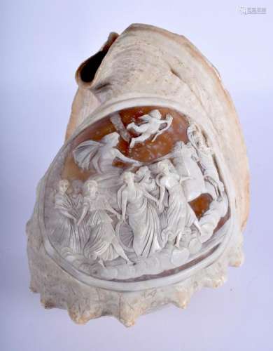 A LARGE 19TH CENTURY CONTINENTAL CONCH CAMEO SHELL