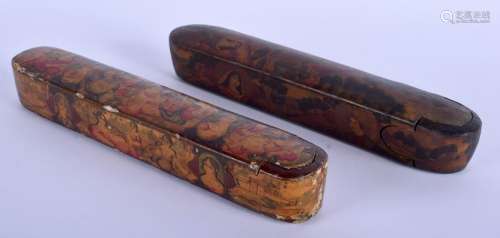 TWO 19TH CENTURY PERSIAN QAJAR LACQUERED SCRIBES PEN