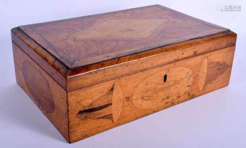 A GOOD 19TH CENTURY YEW WOOD CARVED RECTANGULAR BOX