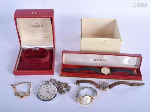 A BOXED LADIES OMEGA WRIST WATCH together an empty