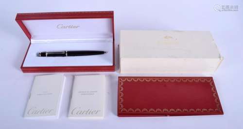 A BOXED FRENCH CARTIER SAPPHIRE INSET PEN together with