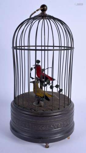 A 1950S CONTINENTAL WIND UP AUTOMATON BIRD CAGE. 27 cm