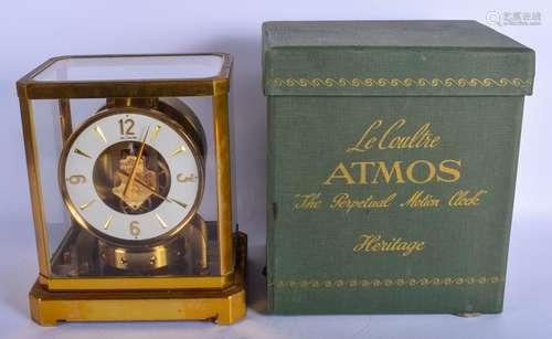 A BOXED JAEGER LE COULTRE BRASS ATMOS CLOCK No 101012.