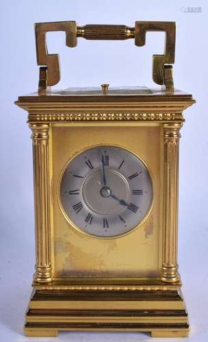 A SMALL ANTIQUE FRENCH REPEATING CARRIAGE CLOCK with