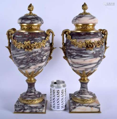 A LARGE PAIR OF 19TH CENTURY FRENCH ORMOLU AND MARBLE