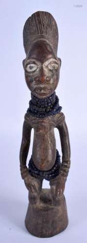 AN AFRICAN TRIBAL POLYCHROMED FERTILITY FIGURE. 28 cm