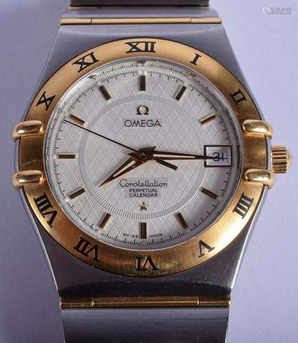 A BOXED OMEGA CONSTELLATION 18CT GOLD STAINLESS STEEL