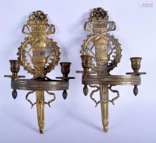 A PAIR OF 19TH CENTURY FRENCH BRASS EMPIRE STYLE