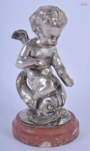 A 19TH CENTURY FRENCH POLISHED BRONZE FIGURE OF A PUTTI