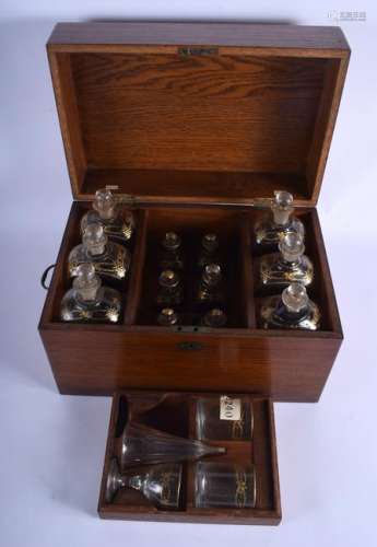 A LARGE 19TH CENTURY TRAVELLING DECANTER BOX each