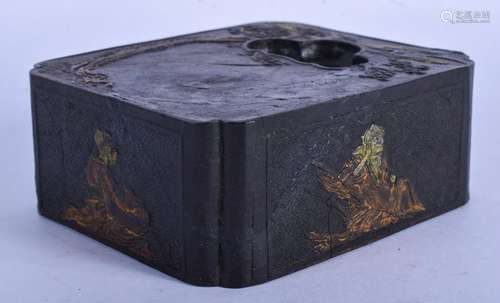 A GOOD 19TH CENTURY CHINESE BLACK AND GILT INK BLOCK