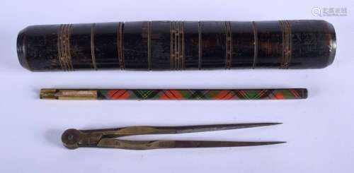 A PAIR OF GEORGE III CALLIPERS together with a tartan