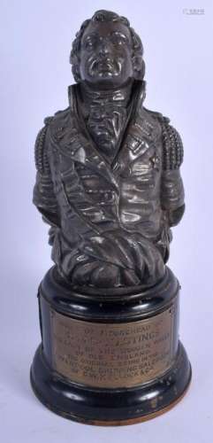 AN ANTIQUE SILVER PLATED MARITIME BUST of naval