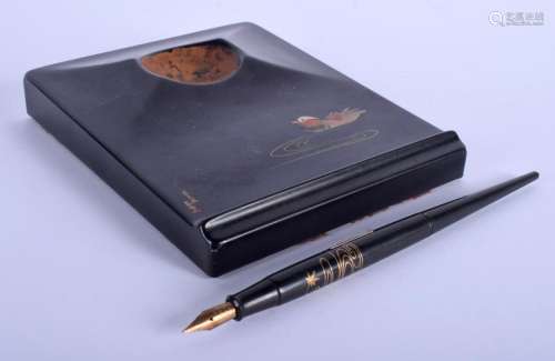 A RARE 1930S DUNHILL JAPANESE NAMIKI LACQUER 14CT GOLD