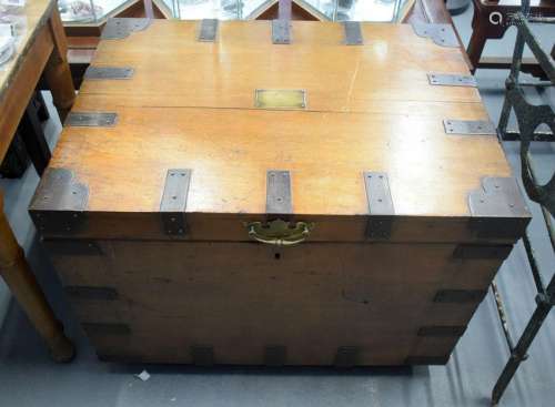 AN ANTIQUE SILVER CHEST on casters. 59 cm x 78.