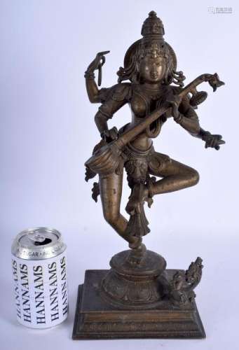A 19TH CENTURY INDIAN BRONZE FIGURE OF A BUDDHISTIC