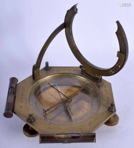 AN 18TH/19TH CENTURY FRENCH BRONZE COMPASS with twin