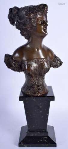 A LARGE FRENCH ART NOUVEAU BRONZE BUST OF A FEMALE