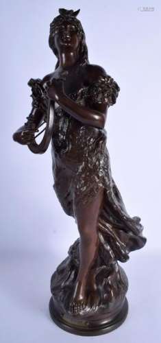 A VERY LARGE FRENCH ART NOUVEAU BRONZE FIGURE OF A