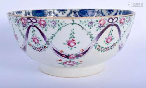 AN 18TH CENTURY CHINESE EXPORT FAMILLE ROSE BOWL