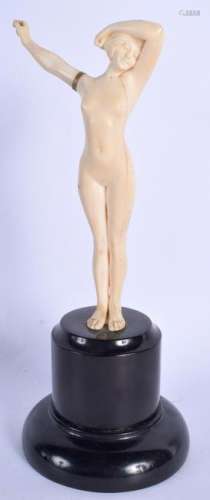 A LOVELY ART DECO CARVED I FIGURE OF A NUDE FEMALE