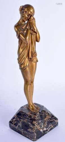 A CHARMING ART DECO BRONZE FIGURE OF A CRYING FEMALE by