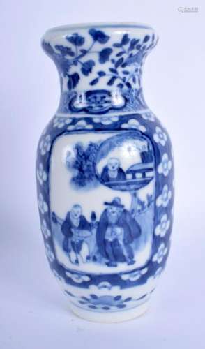 A 19TH CENTURY CHINESE BLUE AND WHITE VASE bearing