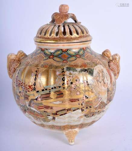 A 19TH CENTURY JAPANESE MEIJI PERIOD SATSUMA CENSER AND