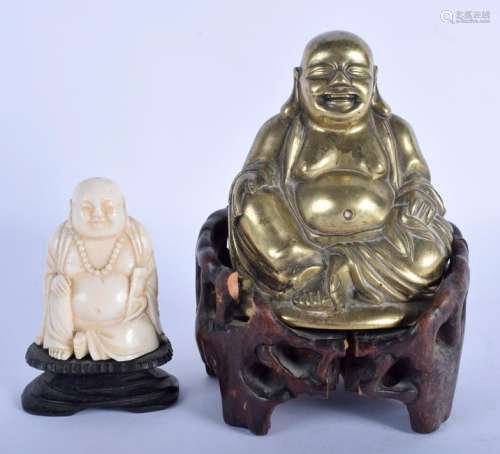 A 19TH CENTURY CHINESE CARVED I BUDDHA together with a