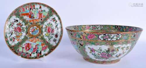 A LARGE 19TH CENTURY CHINESE CANTON FAMILLE ROSE BOWL