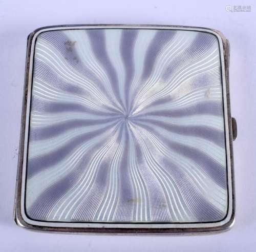AN ART DECO SILVER AND ENAMEL CIGARETTE CASE painted