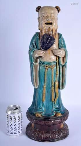 A LARGE 19TH CENTURY CHINESE TURQUOISE GLAZED FAHUA