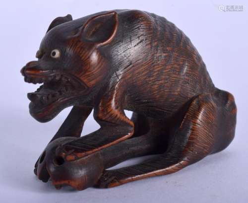 AN 18TH/19TH CENTURY JAPANESE EDO PERIOD BOXWOOD WILD