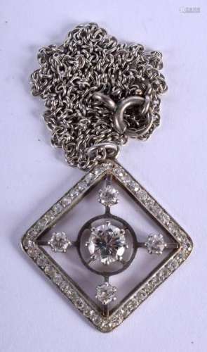 A VINTAGE ART DECO DESIGN WHITE METAL AND DIAMOND