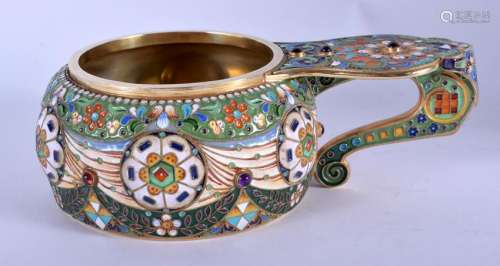 AN UNUSUAL LARGE CONTINENTAL SILVER AND ENAMEL KOVSCH