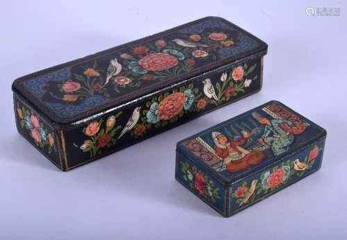 AN EARLY 20TH CENTURY PERSIAN LACQUERED BOX together