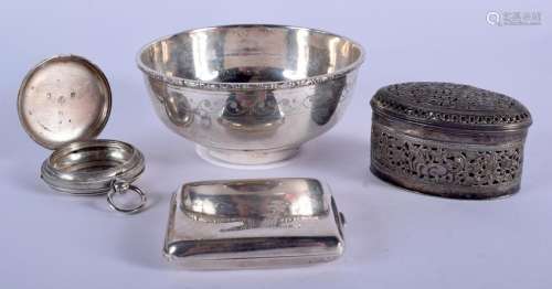 A CONTINENTAL SILVER BOWL together with a Victorian