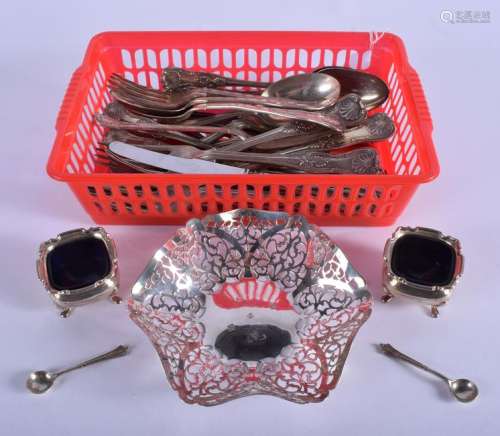 A 1970S IRISH SILVER DISH together with a pair of