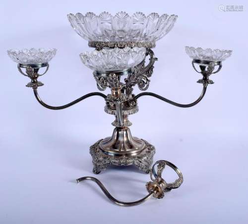 A LARGE LATE VICTORIAN SILVER PLATED TABLE CENTRE
