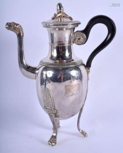 A STYLISH ARTS AND CRAFTS SILVER PLATED COFFEE POT. 29