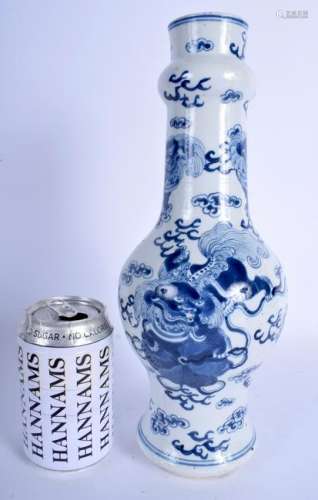 A RARE 19TH CENTURY CHINESE BLUE AND WHITE VASE bearing
